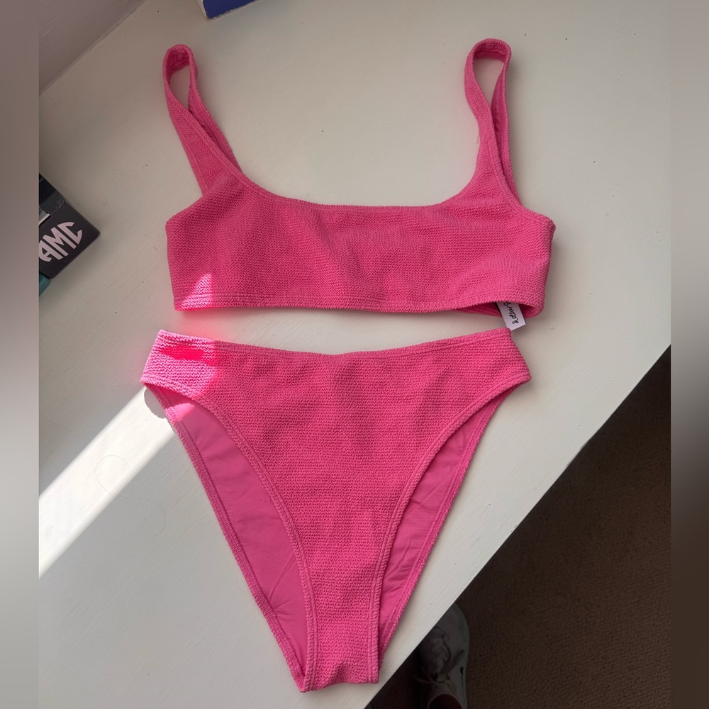 Pink Textured Bikini Set